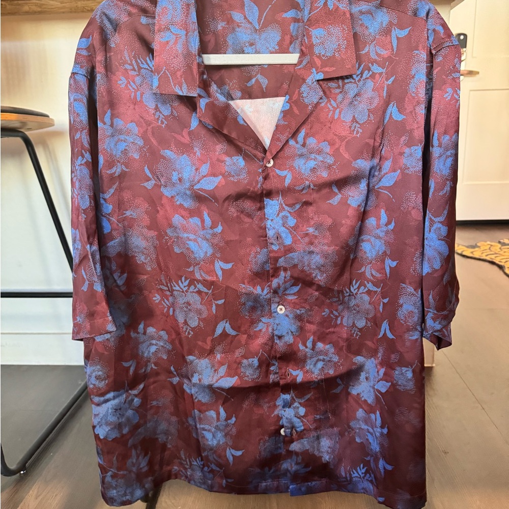 ASOS oversized Floral Burgundy and Blue Men's button up Shirt
